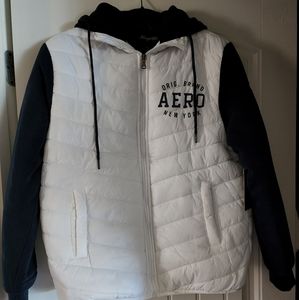NWT AEROPOSTALE White & Navy/Blue Cres Mens Jacket size Large
